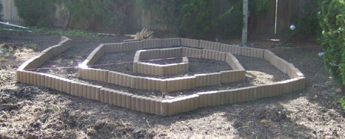 All concrete edge pieces positioned